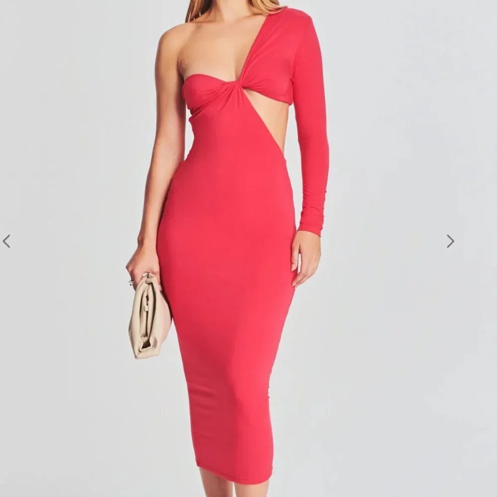 SER.O.YA Ivana One Sleeve Midi Jersey Dress XS NWT